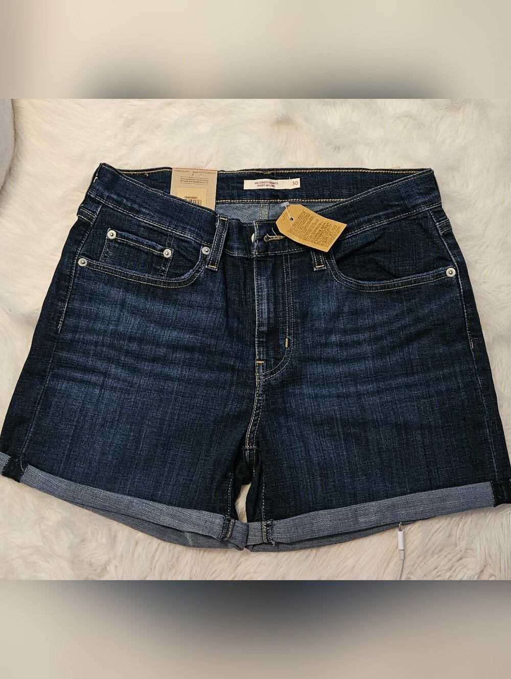 Dark Wash Denim Shorts - Dark Blue
